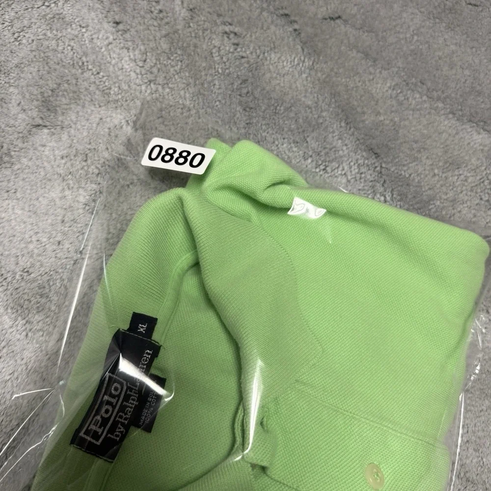Polo Ralph Lauren Shirt Mens XL bright green Pony Preppy Designer 100% Cotton